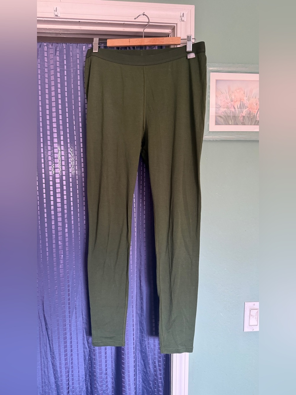 Naturwool 100% Superfine Merino Wool Green Pull On Pants Size XL